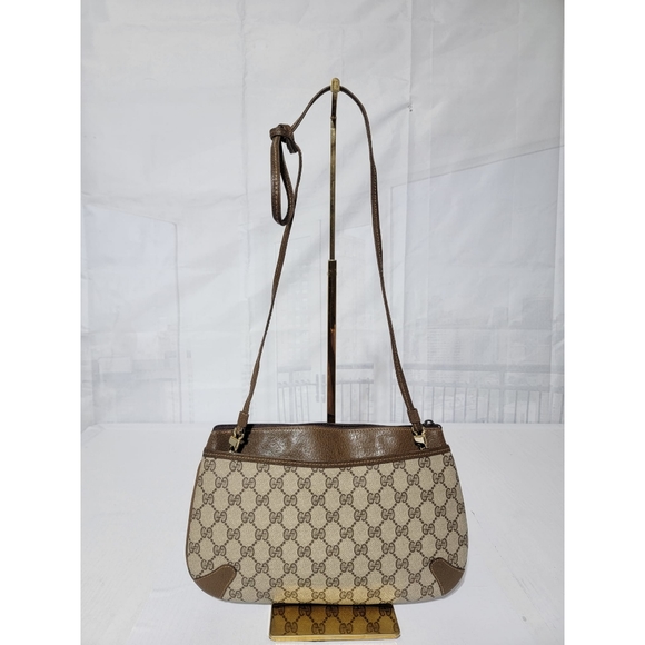 GUCCI Vintage GG Canvas Web Sherry Line Shoulder/Crossbody Bag Beige/Bro… - Picture 3 of 11
